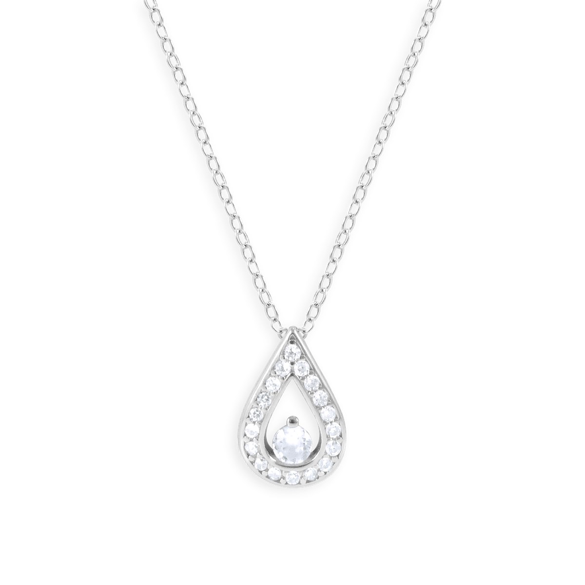 Collier en argent 925 rhodié avec oxydes de zirconium