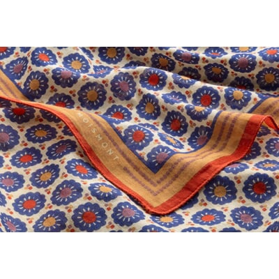Halstuch N° 715 Floral, Braun-Blau-Rot
