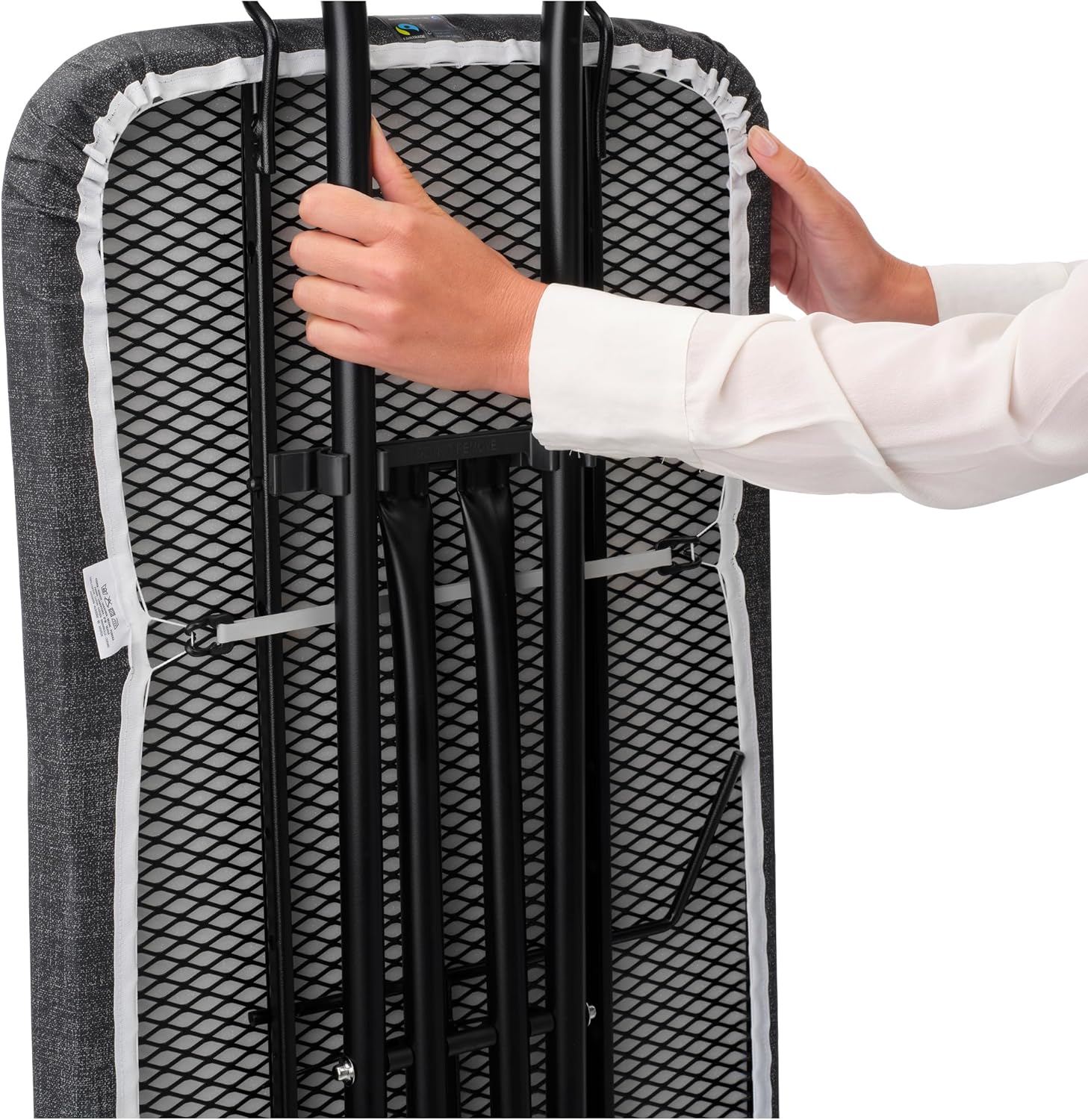 Brabantia - Bügelbrett C - für Dampferzeuger - XL-Dampfbügelbrett - Extra großer Metallständer - Höhenverstellbar - Solider Vierfußrahmen - Geräte bis zu 40 x 22 cm - Denim Blue - 125 x 45cm