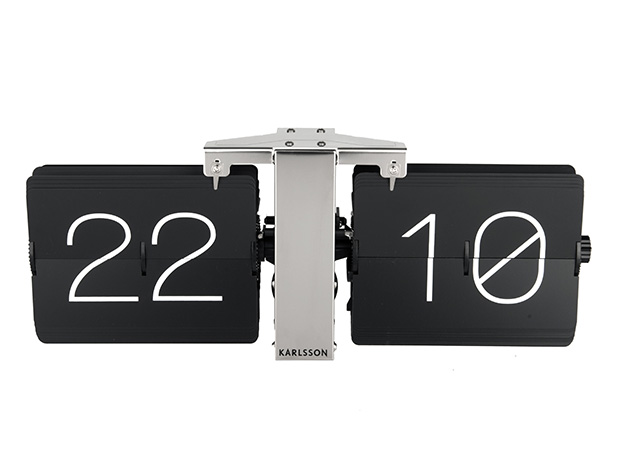 Flip clock No Case black, chrome stand