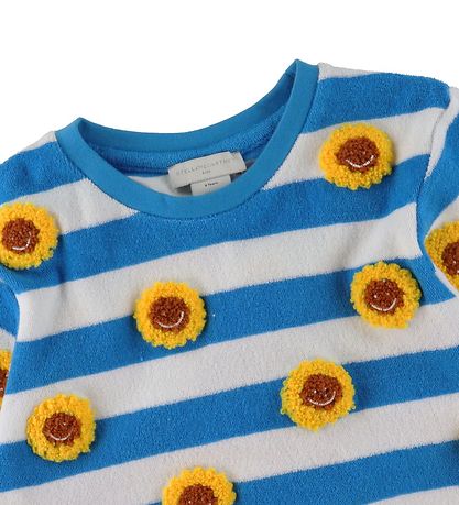 Stella McCartney Kids T-Shirt - Frott? - Blå/Hvidstribet m. Blom