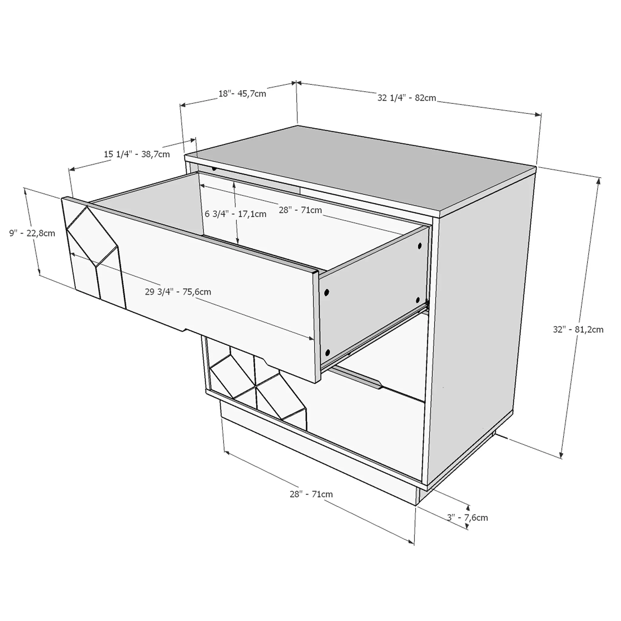 Nexera Bureau 3 Tiroirs - Blanc