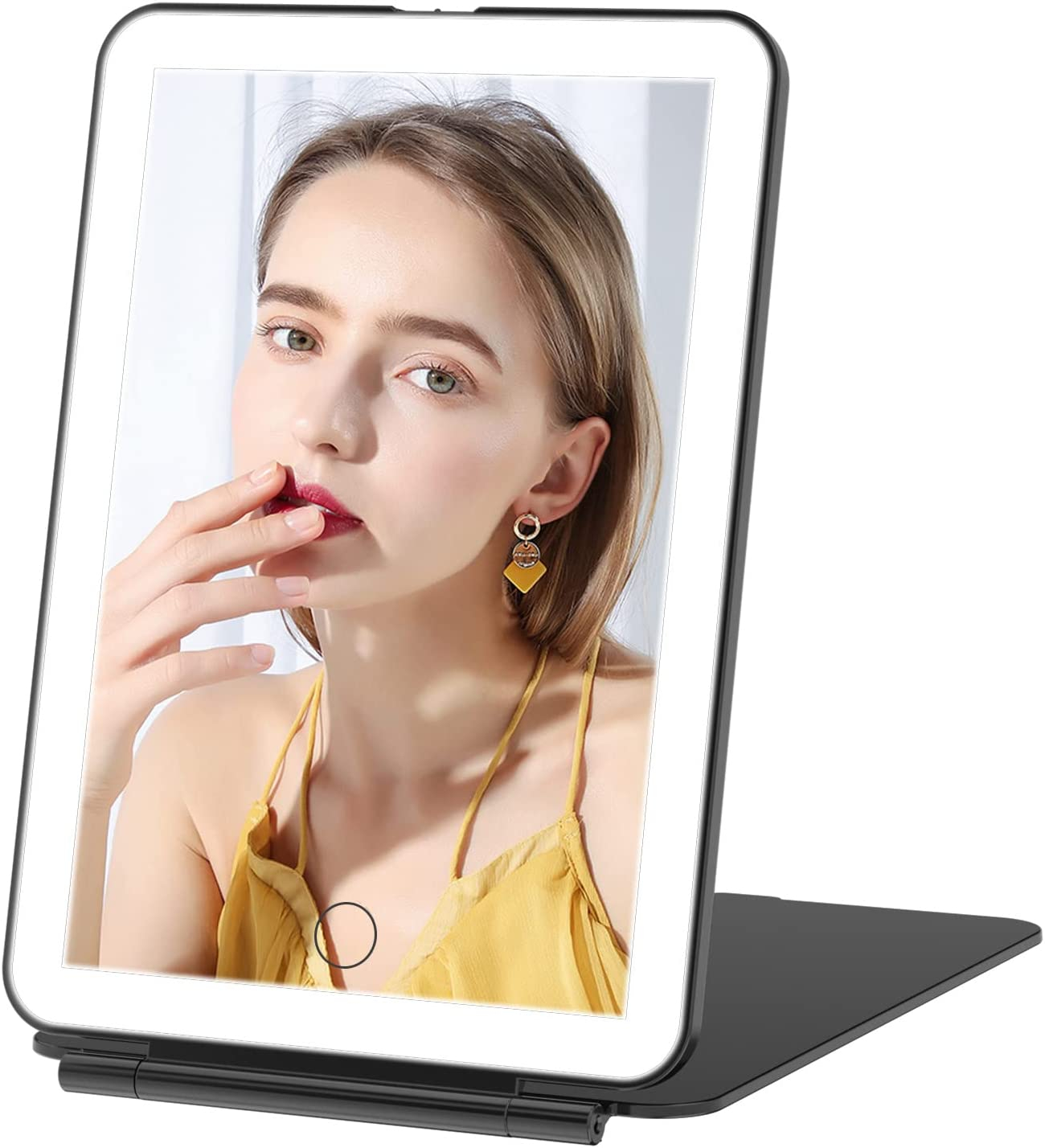 (19x13cm) LED Makeup Schminkspiegel Akku Kosmetik Klapp Spiegel mit Touch-Sensor - Weiss