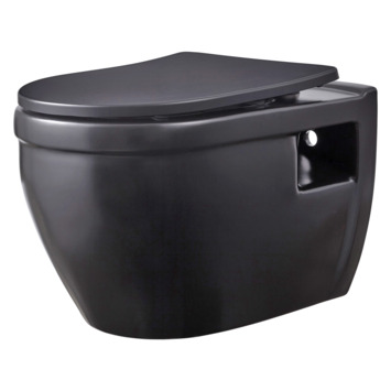 Atlantic hangend toilet Tyler randloos zwart inclusief wc bril