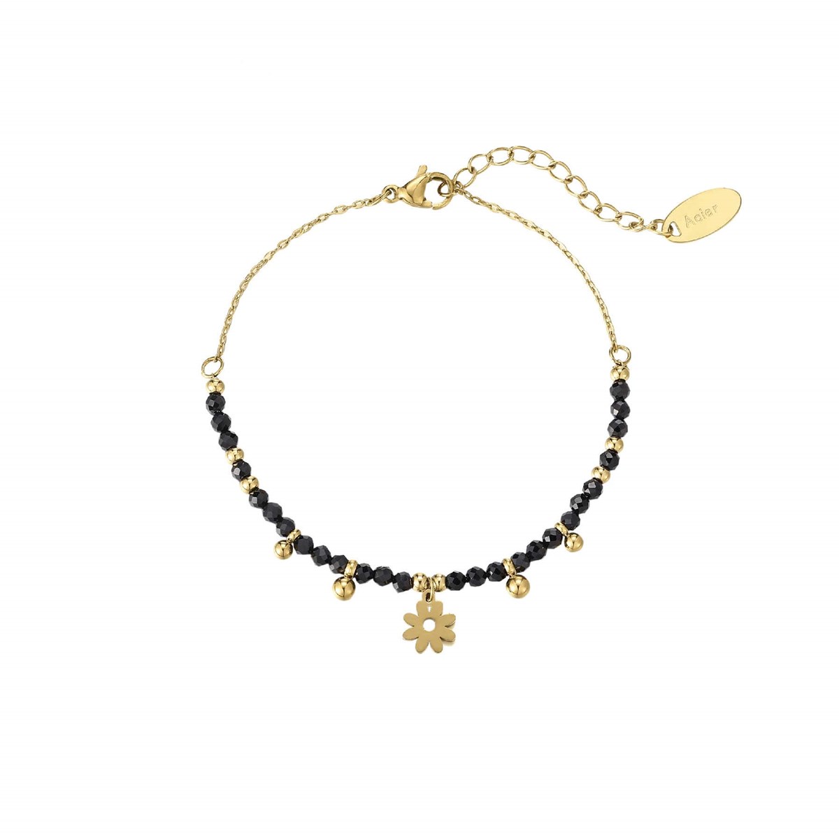 Bracelet Laurie Obsidienne acier doré or