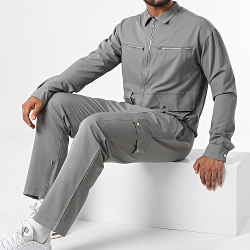 Ensemble Veste Zippée Et Pantalon Cargo KL-2093 Gris