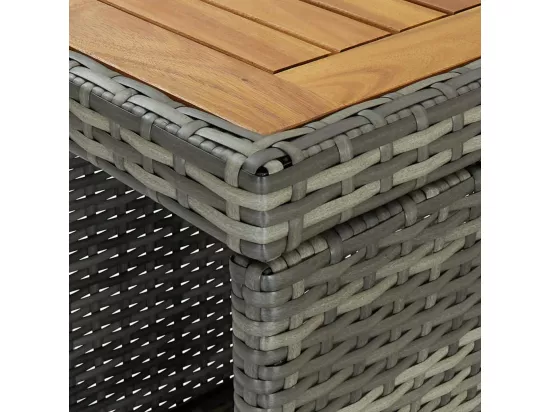 Table de bar avec rangement Gris 120x60x110 cm Résine tressée