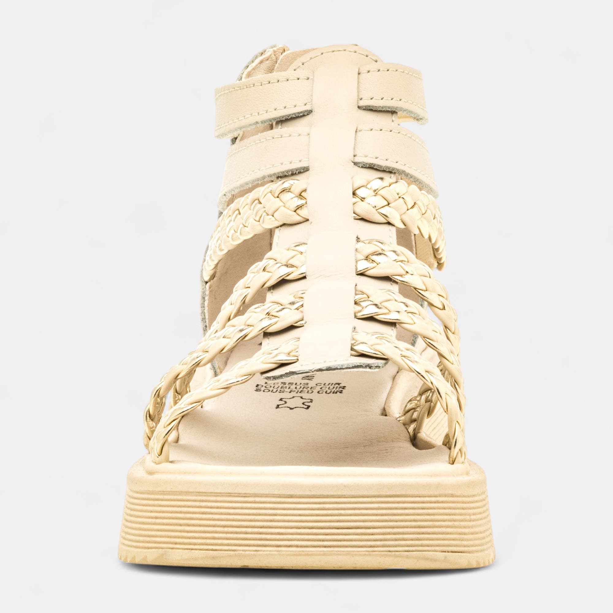 Sandales Fille en cuir beige