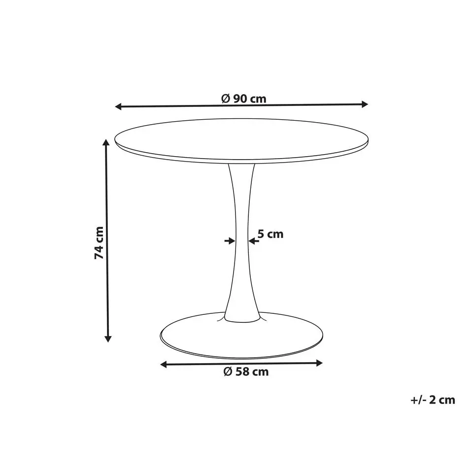 BOCA - Ronde eettafel - Wit/Goud - 90 cm - MDF