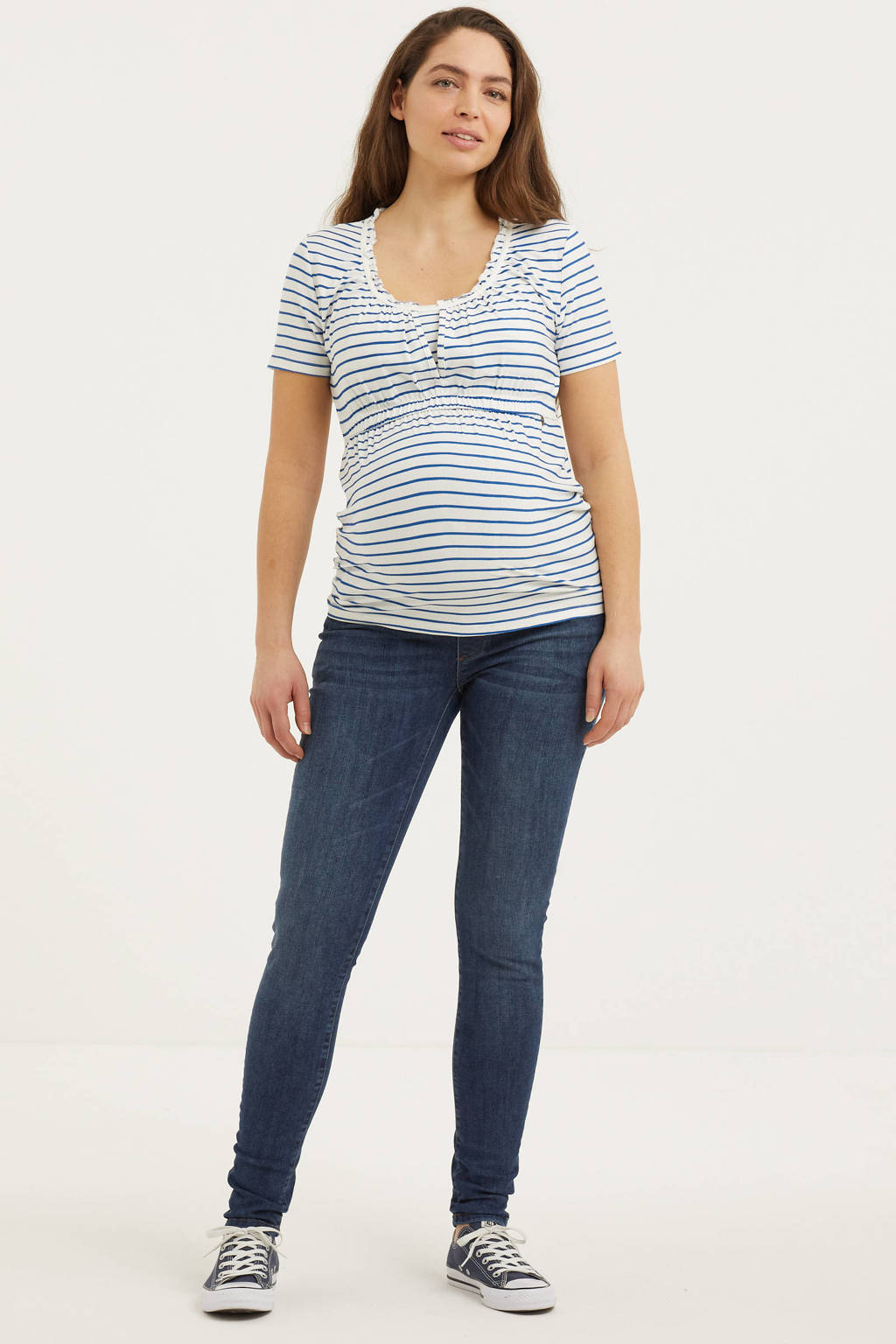 LOVE2WAIT low waist skinny zwangerschapsjeans met katoen donkerblauw