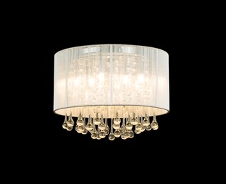 GLOBO LED Retrofit Deckenlampe Sierra Chromfarbig /Silberfarbig-Metallic /Glasbehang klar 40cm H.29cm Metall,Innen
