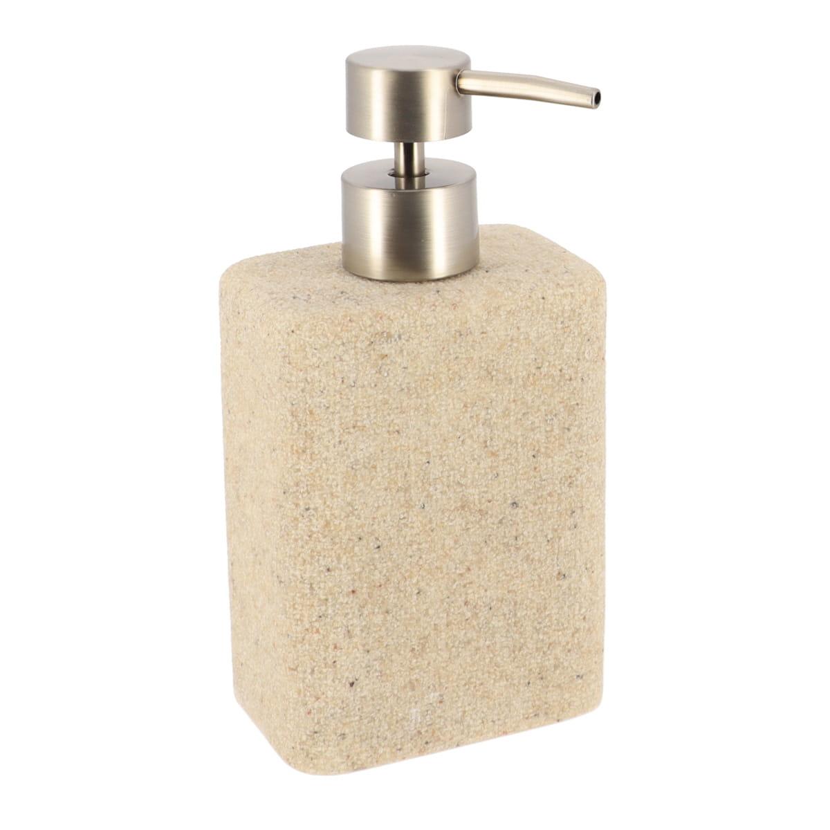 DISTRIBUTEUR SAVON POLYRESINE EFFET SABLE 360ML NATUREL