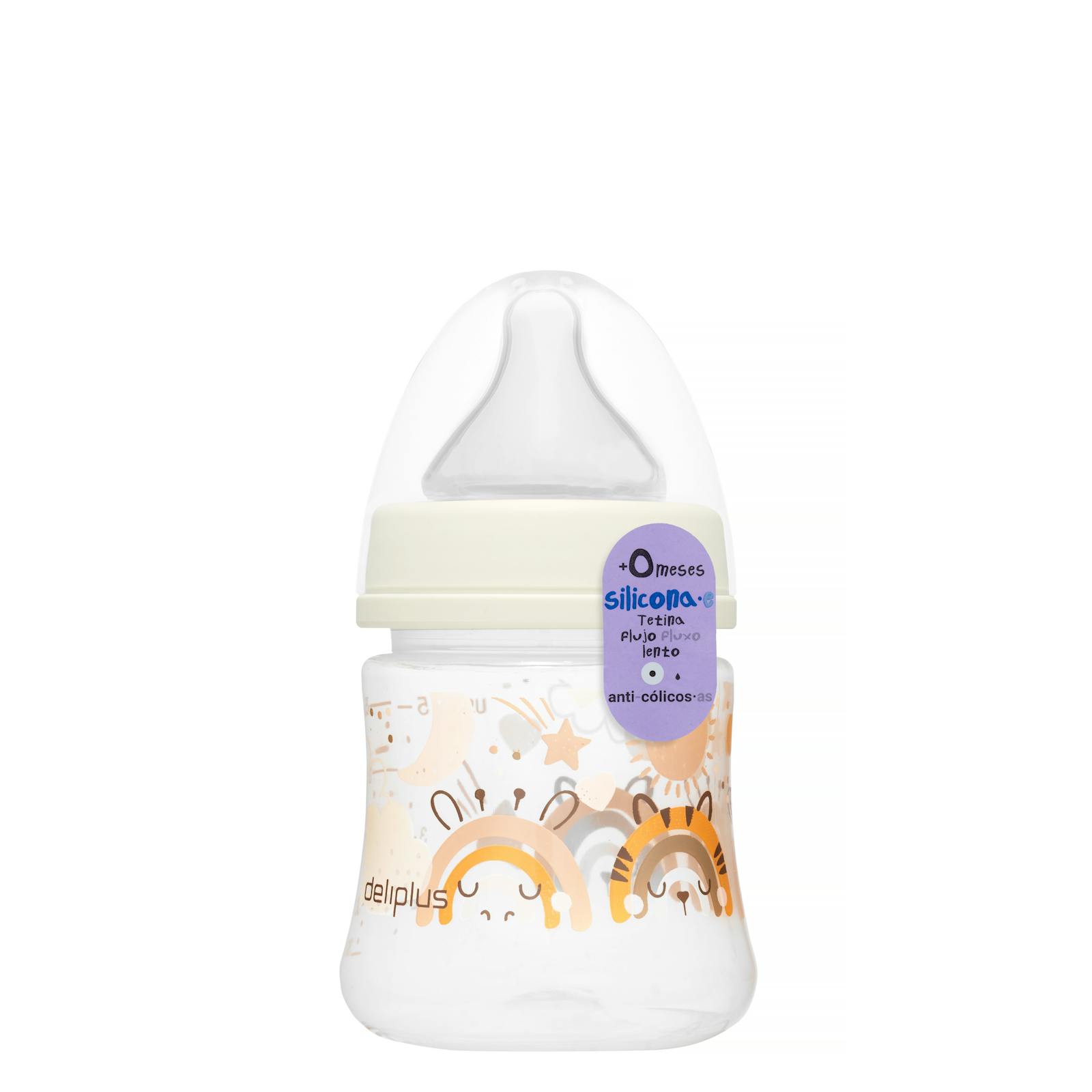 Biberon à tétine en silicone à débit lent Deliplus 150 ml + 0 mois