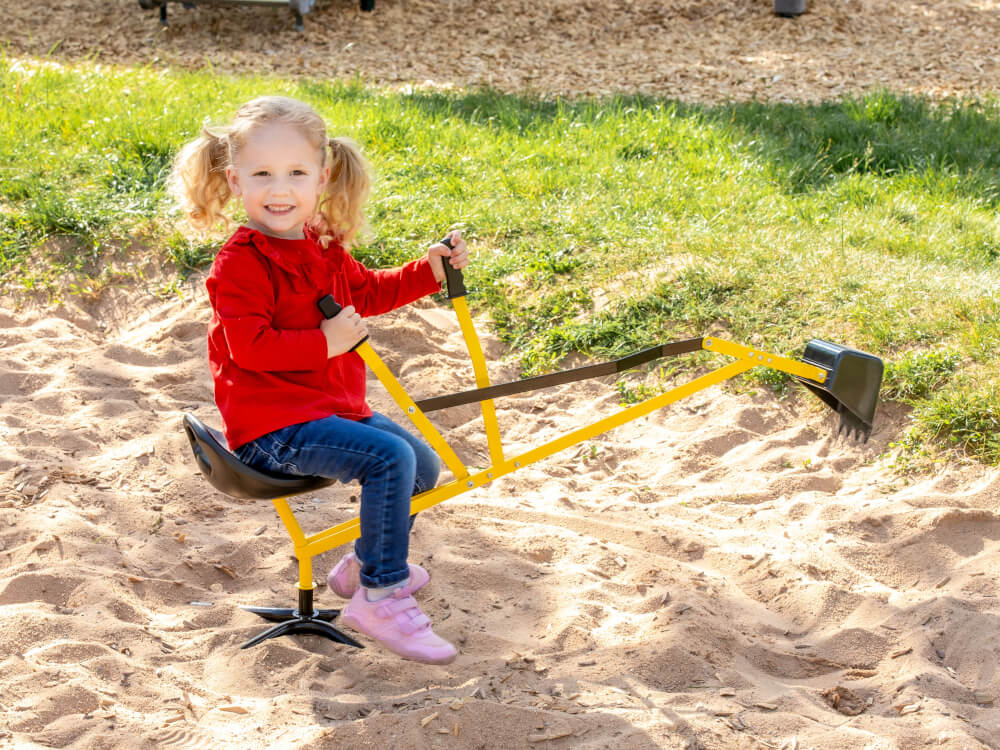 Outdoor active Metall Schaufelbagger, gelb und schwarz, Outdoorspielzeug, ca. 115x31x85 cm, ab 3 Jahren