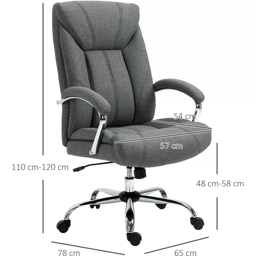 Vinsetto Bürostuhl Ergonomisches Design, Atmungsaktiver Polyester-Bezug Grau