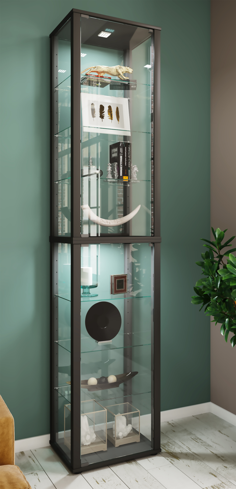 Vitrine KAVISA XL - schwarz - 227 cm hoch