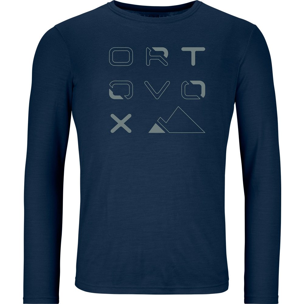 ORTOVOX 185 Merino Brand Outline Longsleeve Herren deep ocean