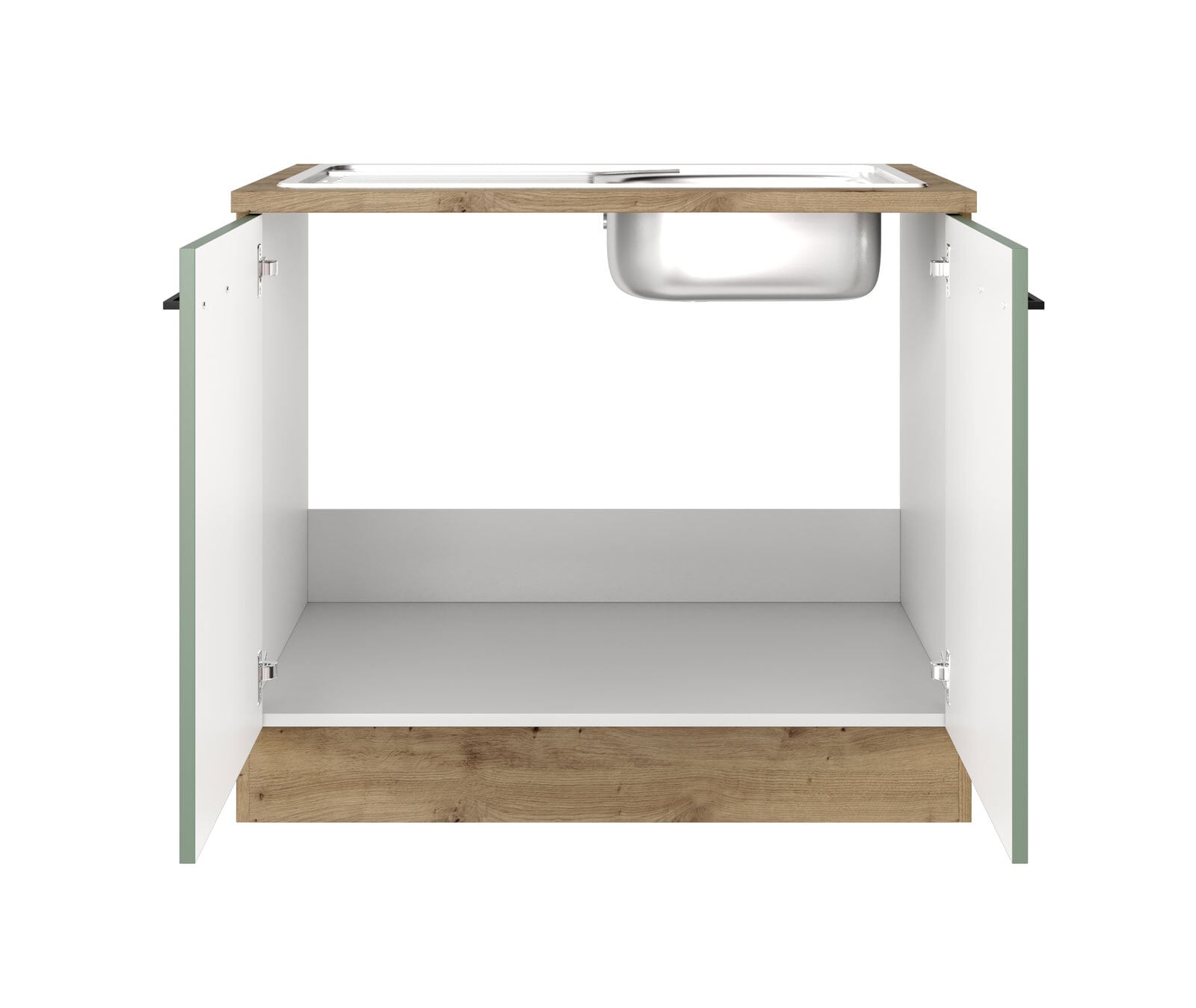 Spülenunterschrank Cara Schilfgrün/Artisan Eiche NB 100cm