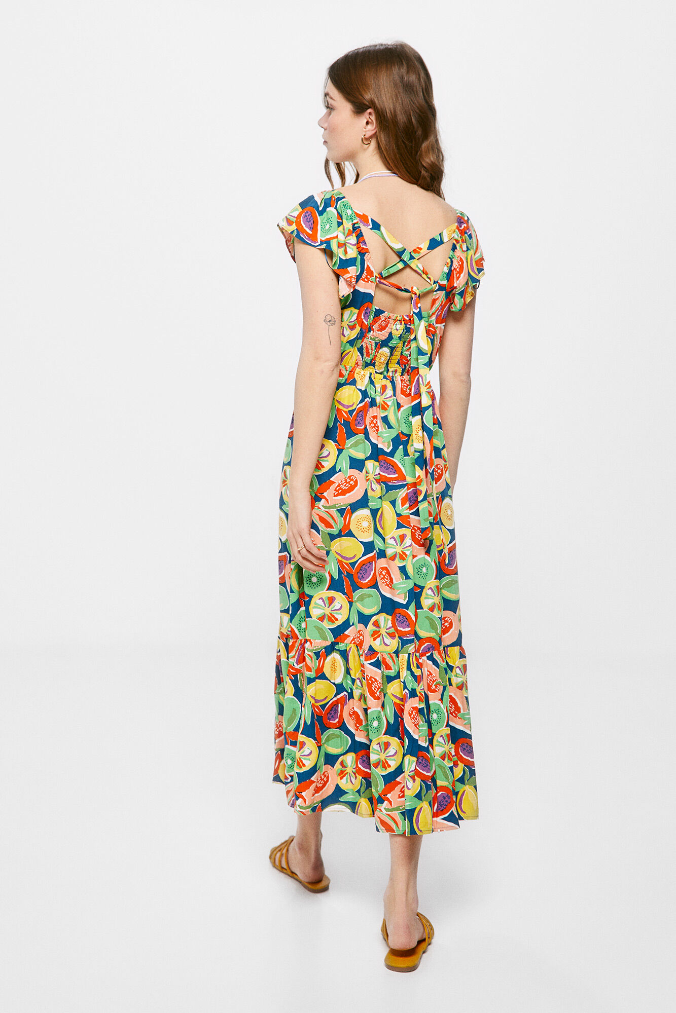 Vestido midi com costas cruzadas - Azul