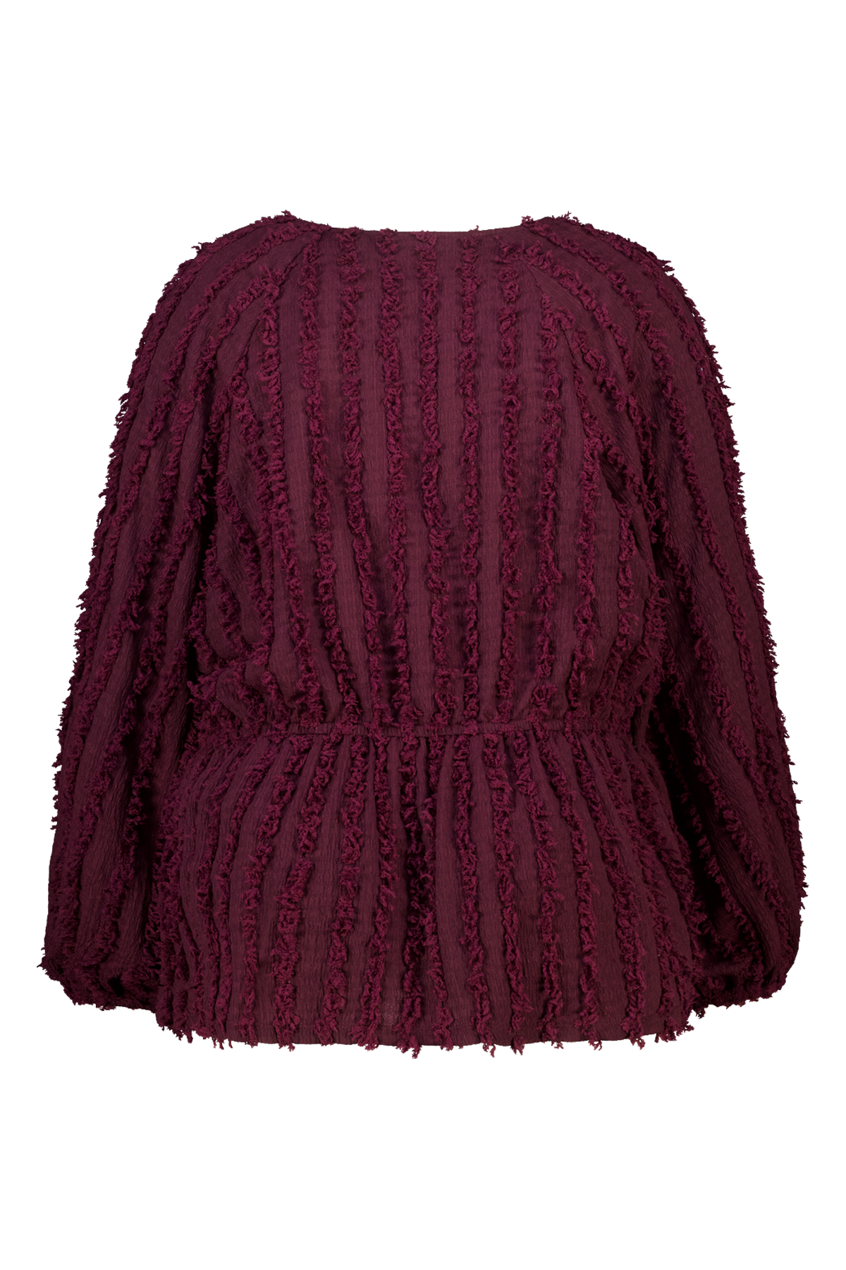 Fluffy peplum top met drawstring Bordeaux