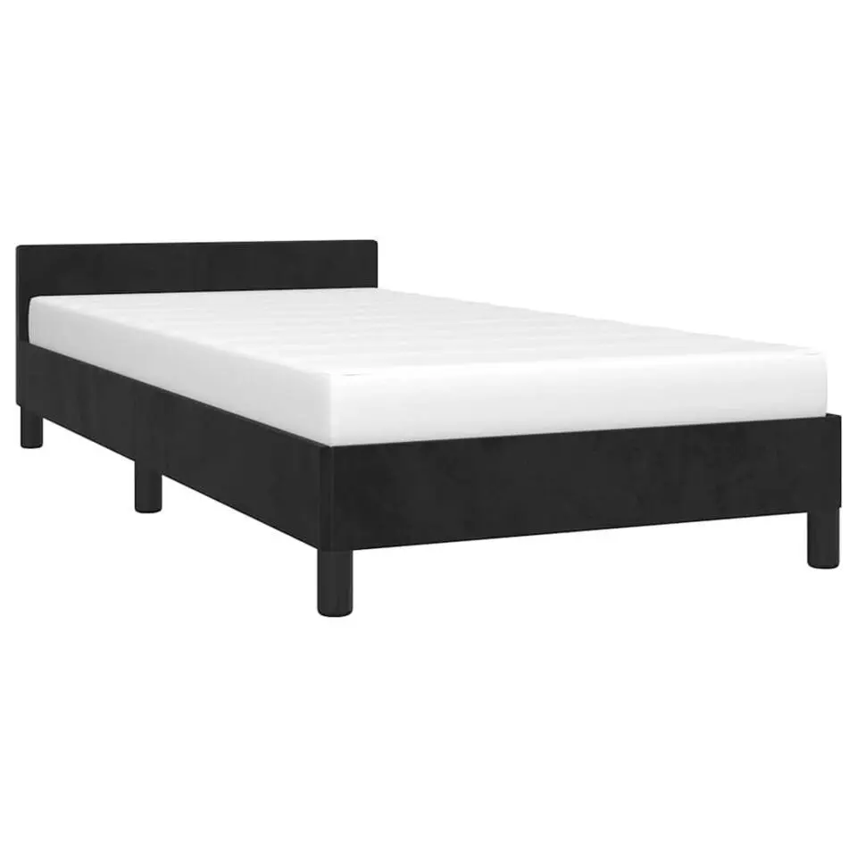 vidaXL - Bed frame met hoofdeinde zonder matras - Zwart - Fluweel - 80x200 cm