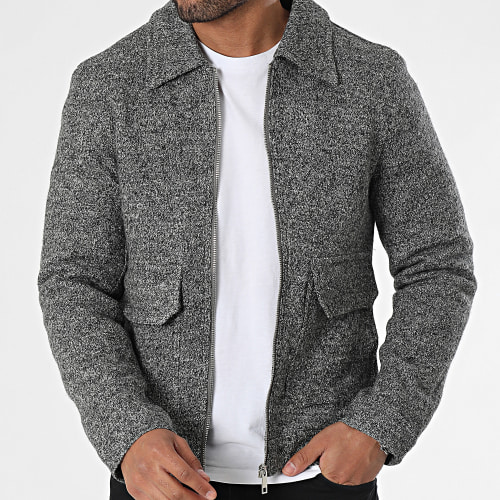 Veste Zippée Gris Chiné