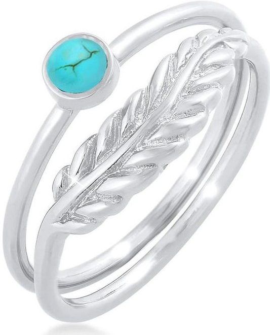 Elli - Ring - Turkoois - Dames Set Veren - 925 Sterling Zilver Verguld