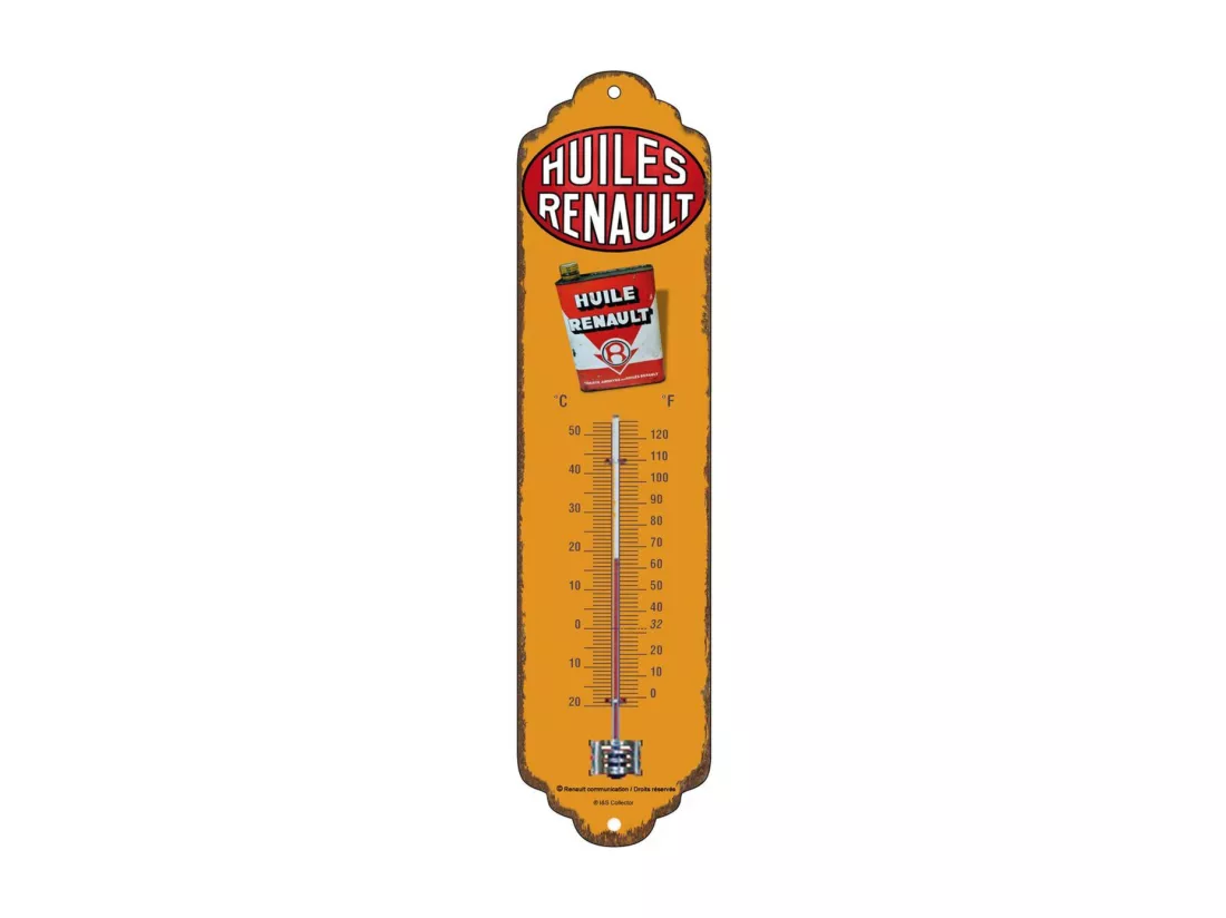 Thermomètre en métal Pub 28 x 6.5 cm Huiles Renault