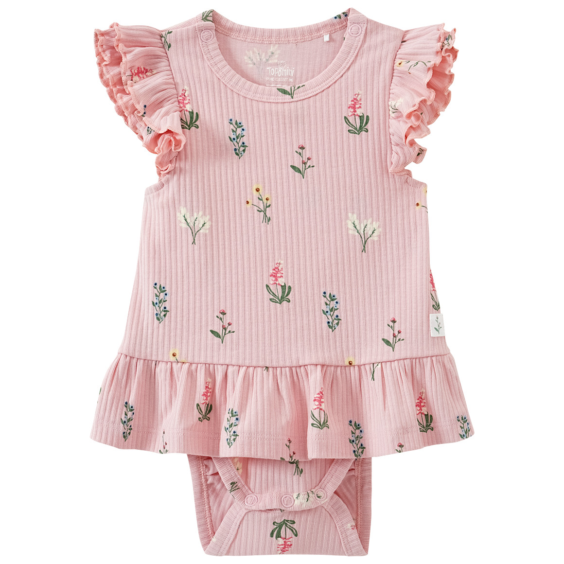 Topomini Pure Collection Baby Bodykleid und Leggings mit Blumen-Print rosa