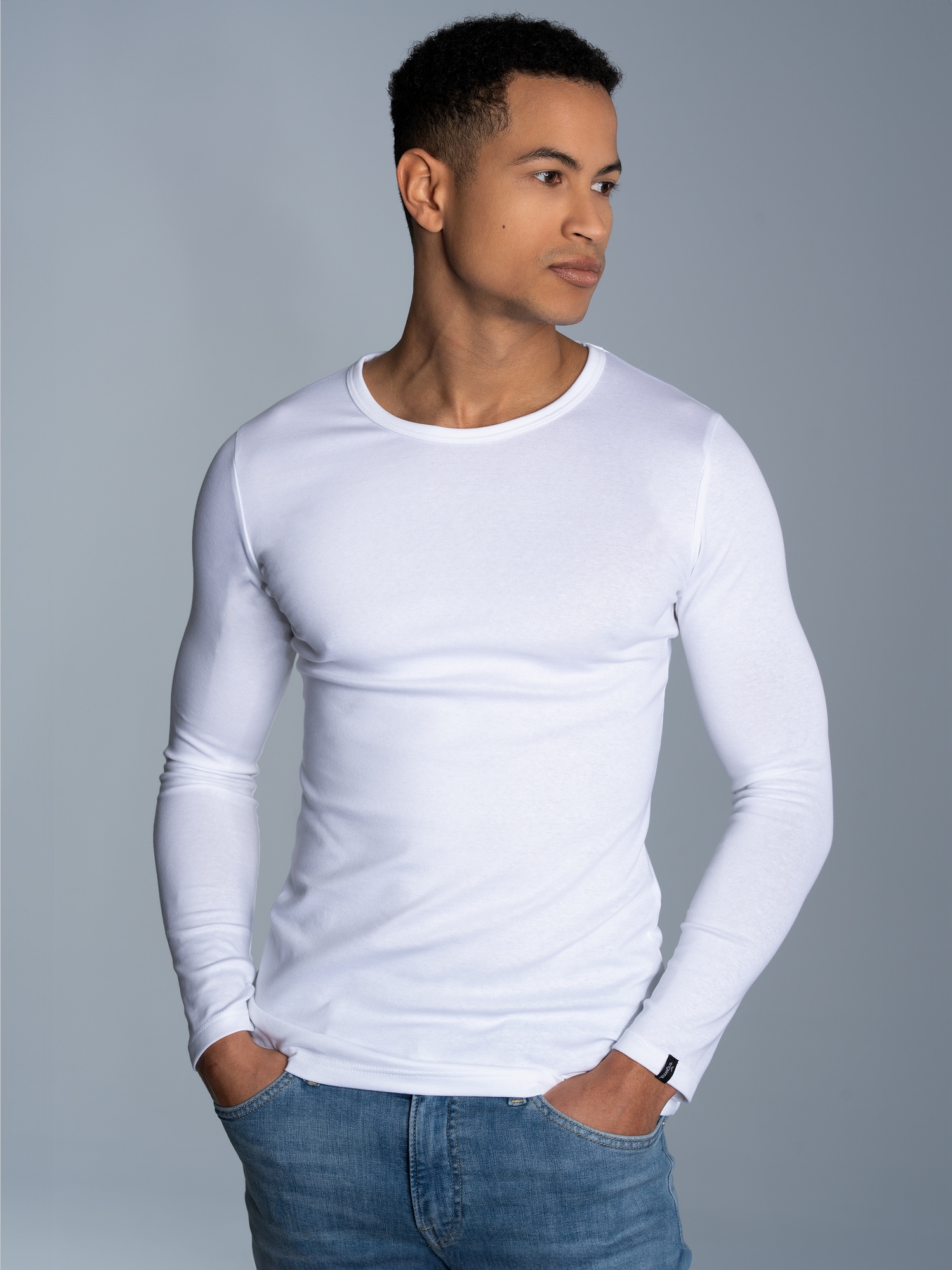 Langarmshirt Weiss