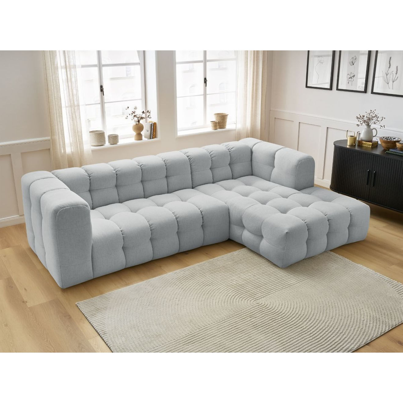 Bobochic Canapé d'angle droit cloud gris clair - 288x184x75 cm