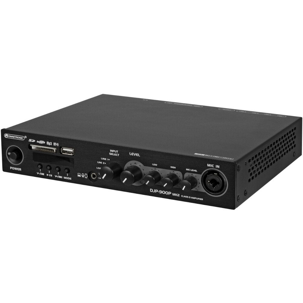 Omnitronic DJP-900P MK2 klasse-D versterker met Bluetooth & mediaspeler