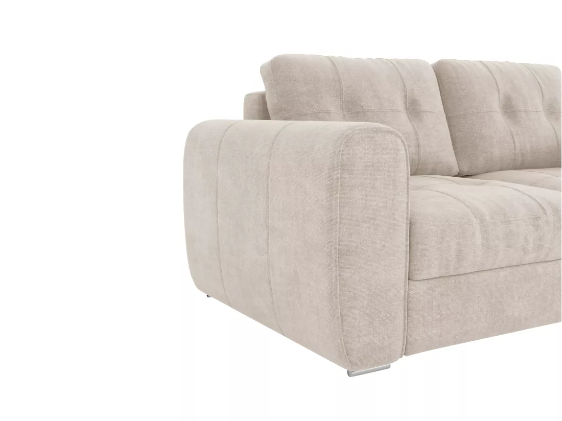 Canapé 3 places convertible express en tissu beige - Couchage 140 cm - Matelas 22 cm BOLIPO