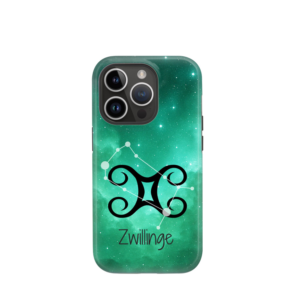 iPhone 14 Pro Hybrid (Kunststoff / Gummi) Hülle Zwillinge 2 - Grün