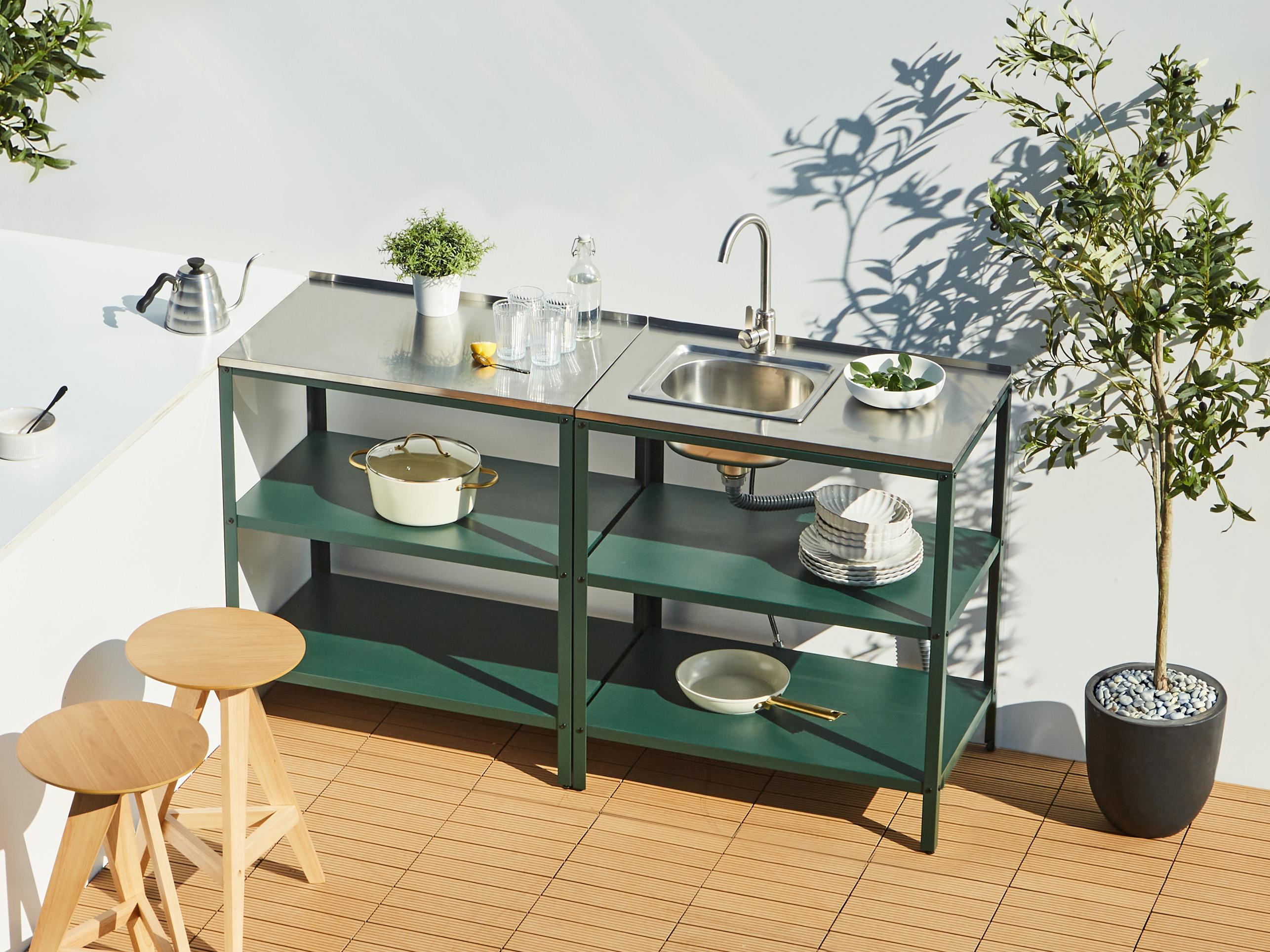 Tuin kookeiland met spoelbak VILAMA Groen