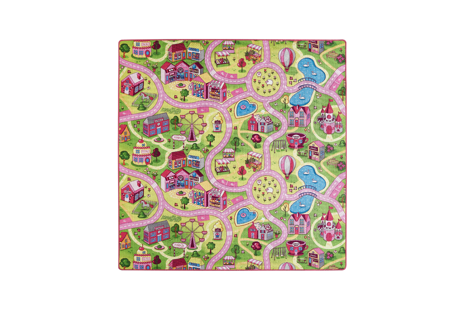 Kinderkleed Sweet Village 200 x 200 cm in multi