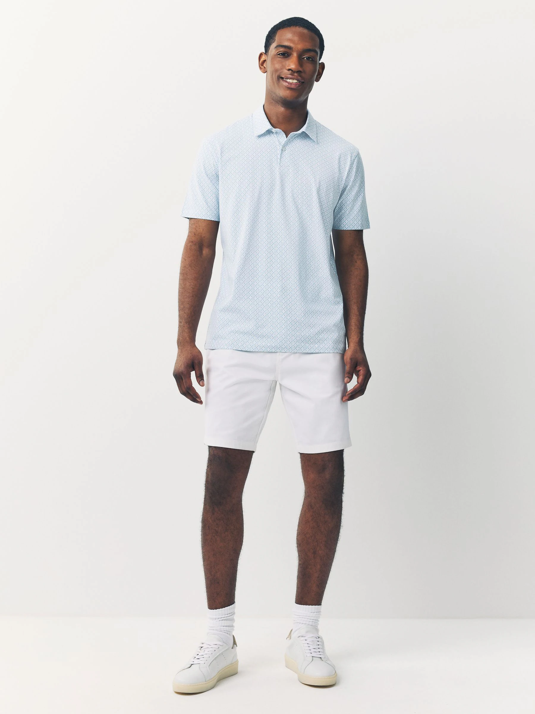 Blue marineblauw met geometrisch motief - Set van 3 jersey poloshirts met korte mouwen