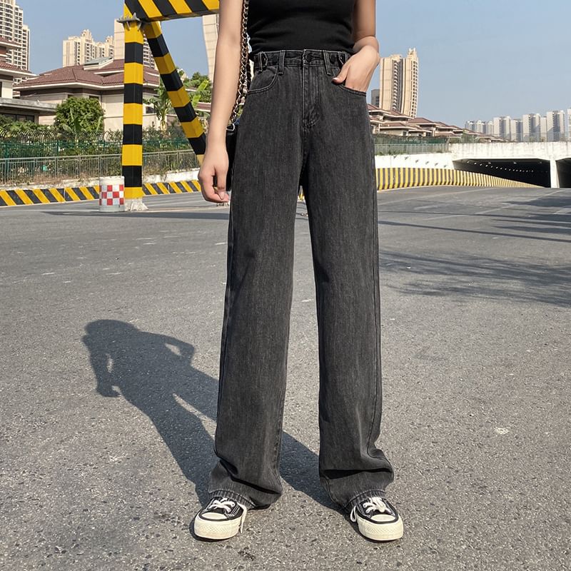 Denimot - High-waist gewassen wijde jeans