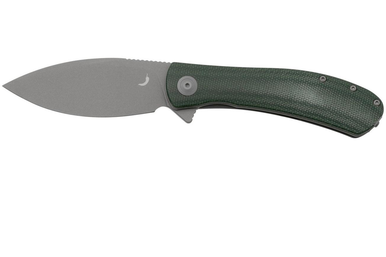 Trollsky Knives Mandu XL MT017-XL Dark Bead Blast D2, Green Micarta zakmes