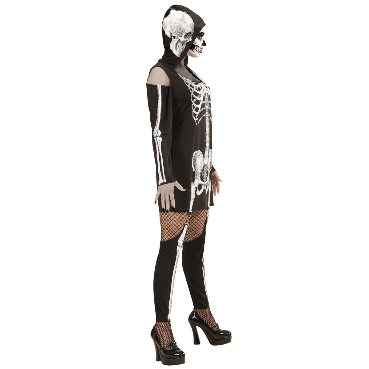 Halloween Jurk Dames Skelet Met Capuchon