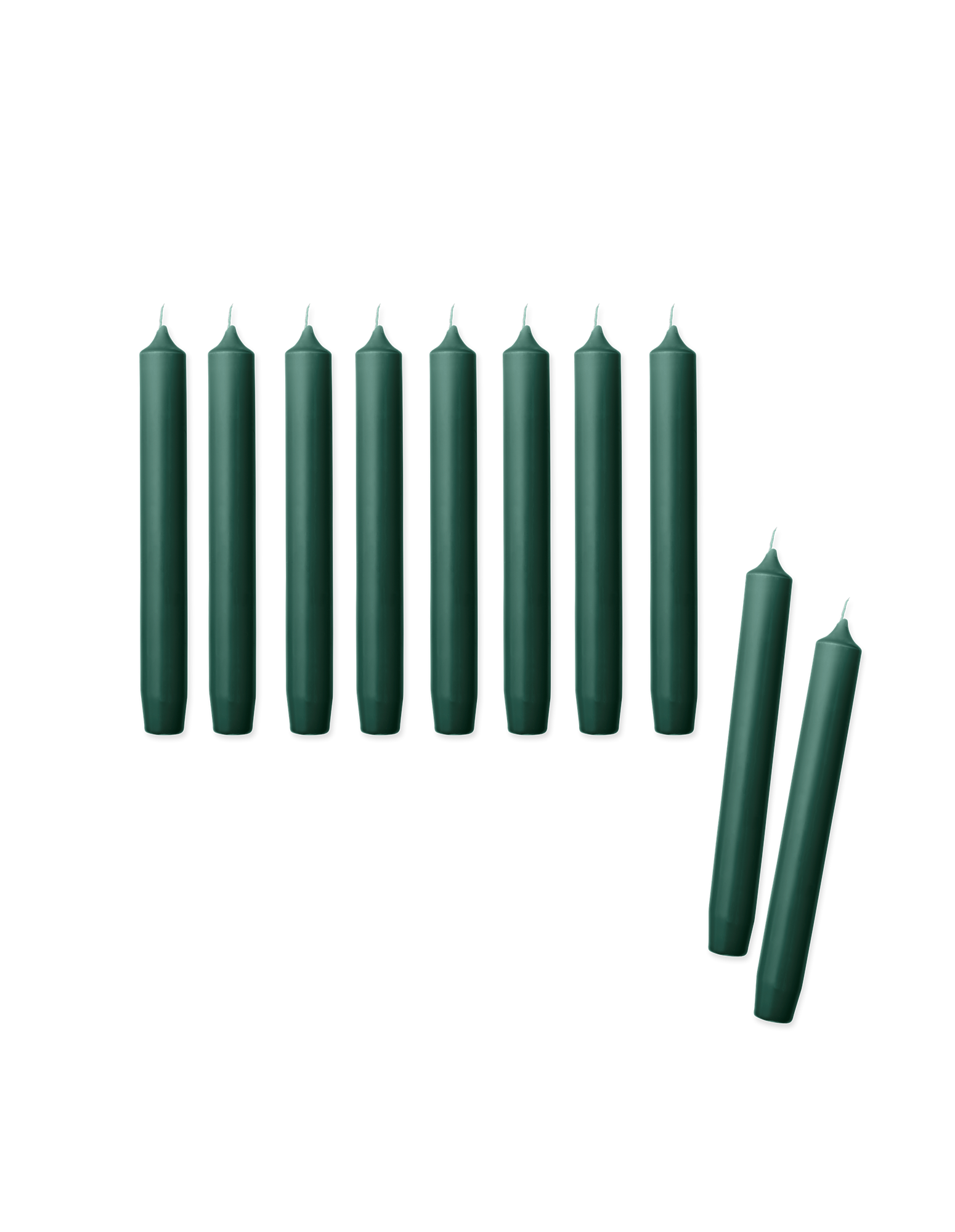 Stagelys 19 cm 10-pak | Paraffin. Ø2,2 x 19 cm. 10 stk. | Green