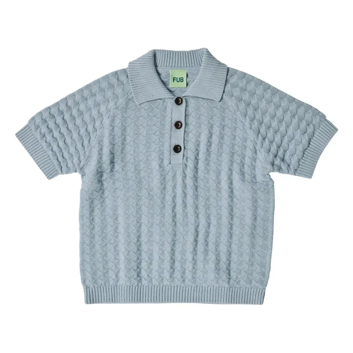 FUB Polo Maille Fine Structure Coton Bio | Bleu ciel