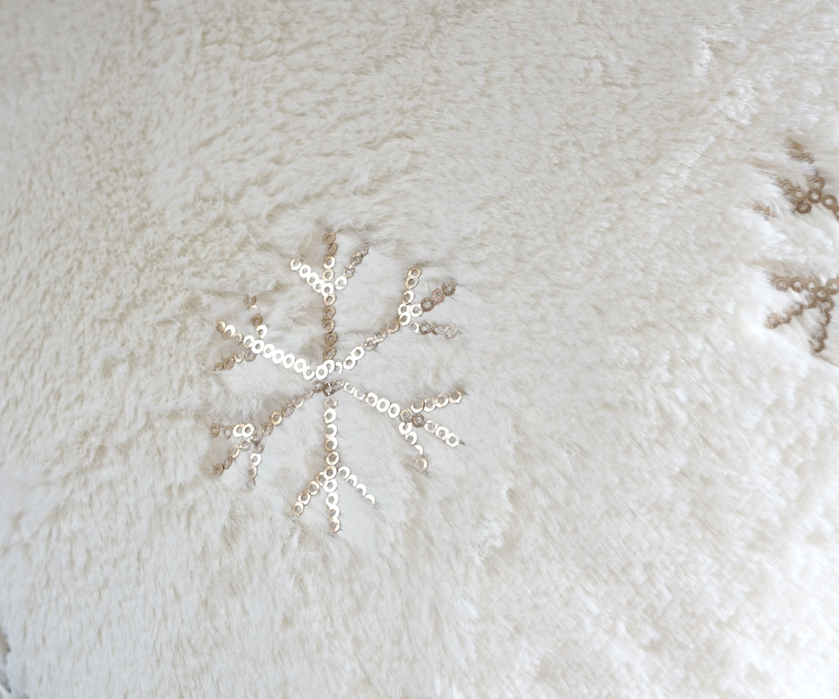Set Kuscheldecke + Deko-Kissen Schnee, Wohndecke Sofadecke Zierkissen+Füllung, flauschig Pailletten