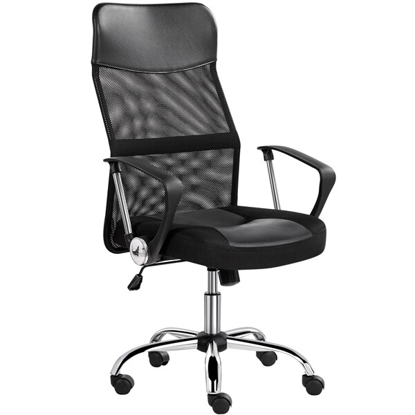 Yaheetech Bürostuhl Schreibtischstuhl ergonomischer Bürodrehstuhl mit hoher Netz-Rückenlehne Wippfunktion Office Chair, Belastbar bis 135 kg