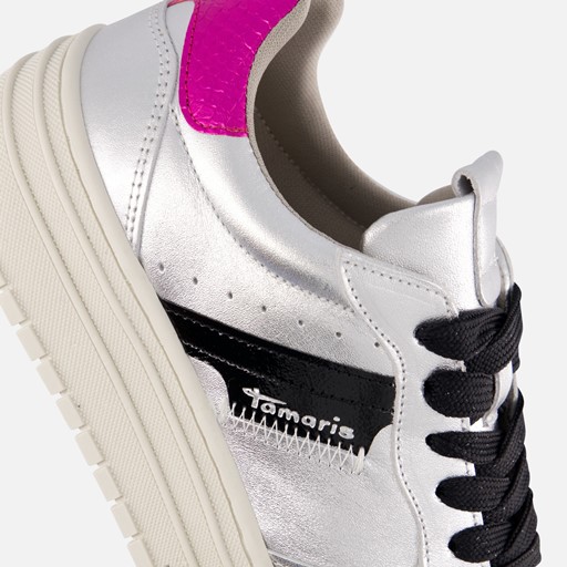 Tamaris Sneakers zilver Leer