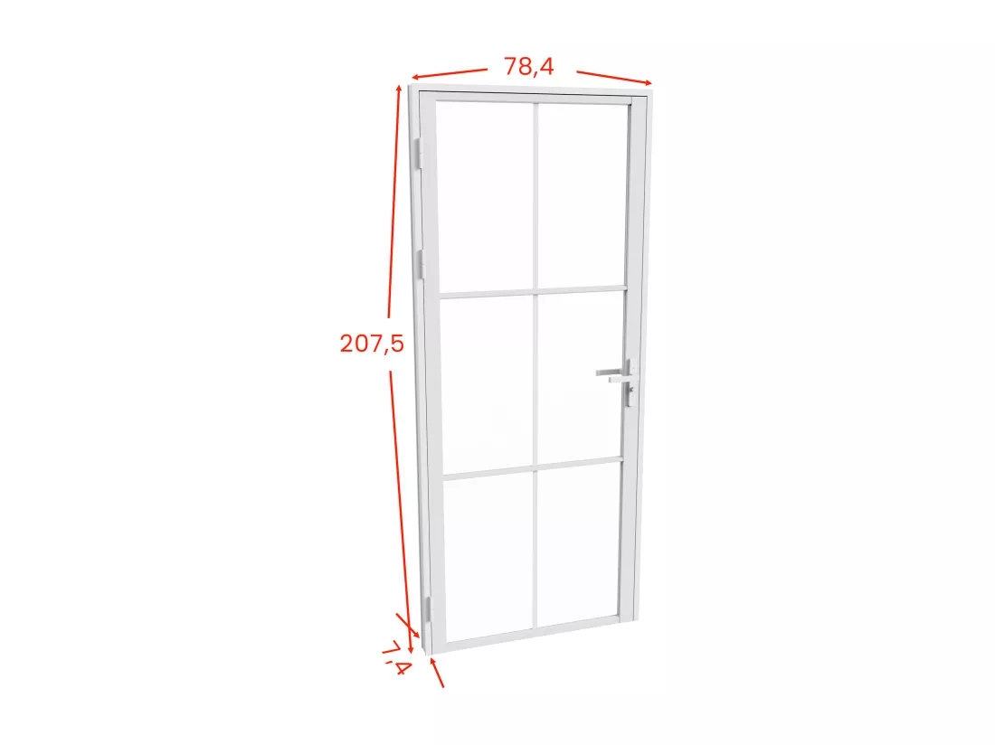 Bloc porte réversible en aluminium et verre trempé - H204 x L73 cm - Blanc - SEROTO