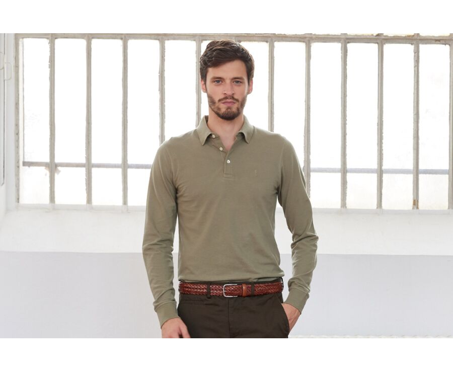 Polo manches longues homme Gris vert - ALEC II ML