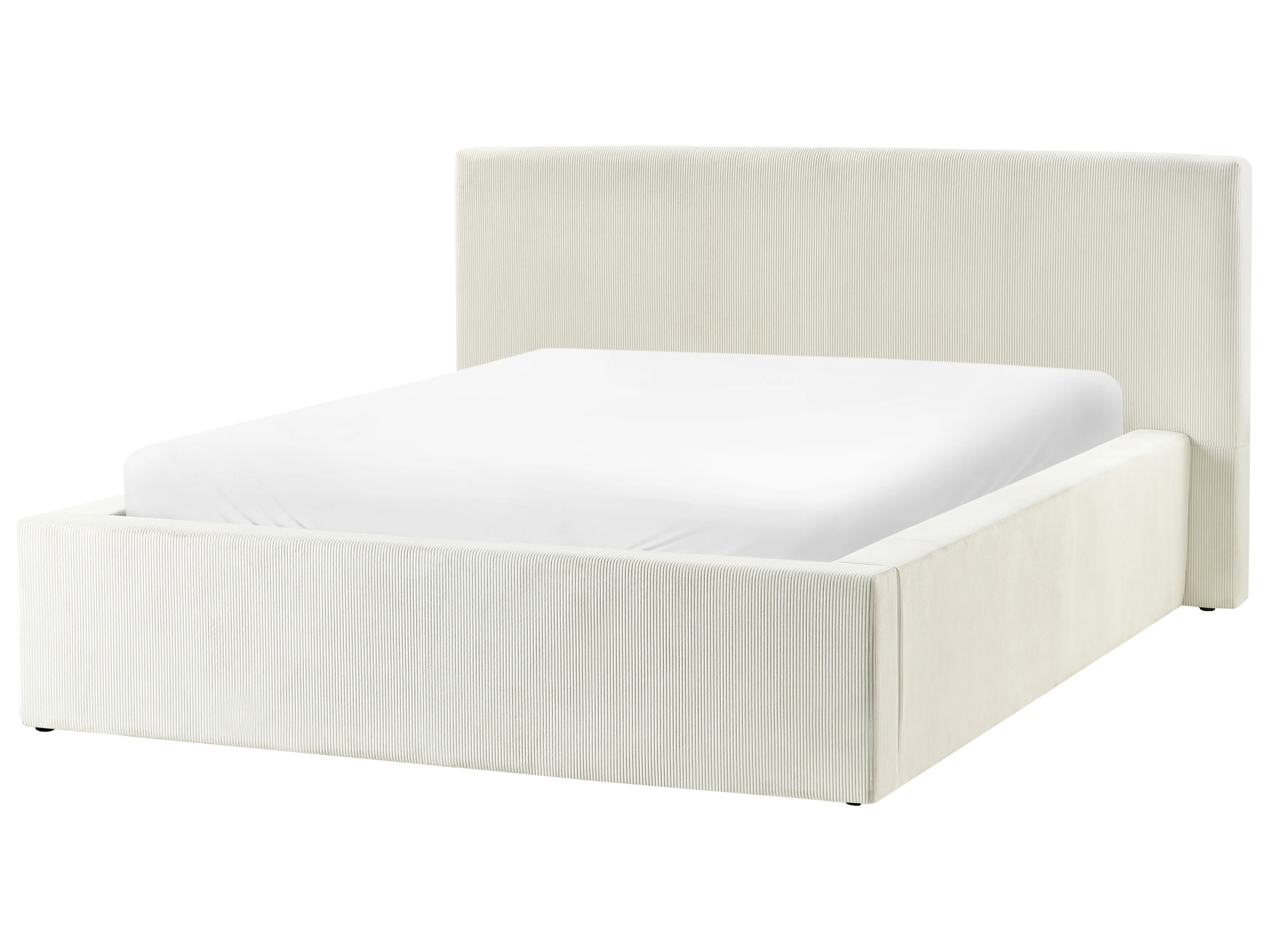 Bed met opbergruimte Corduroy LILLEBONNE 140 x 200 cm Lichtbeige