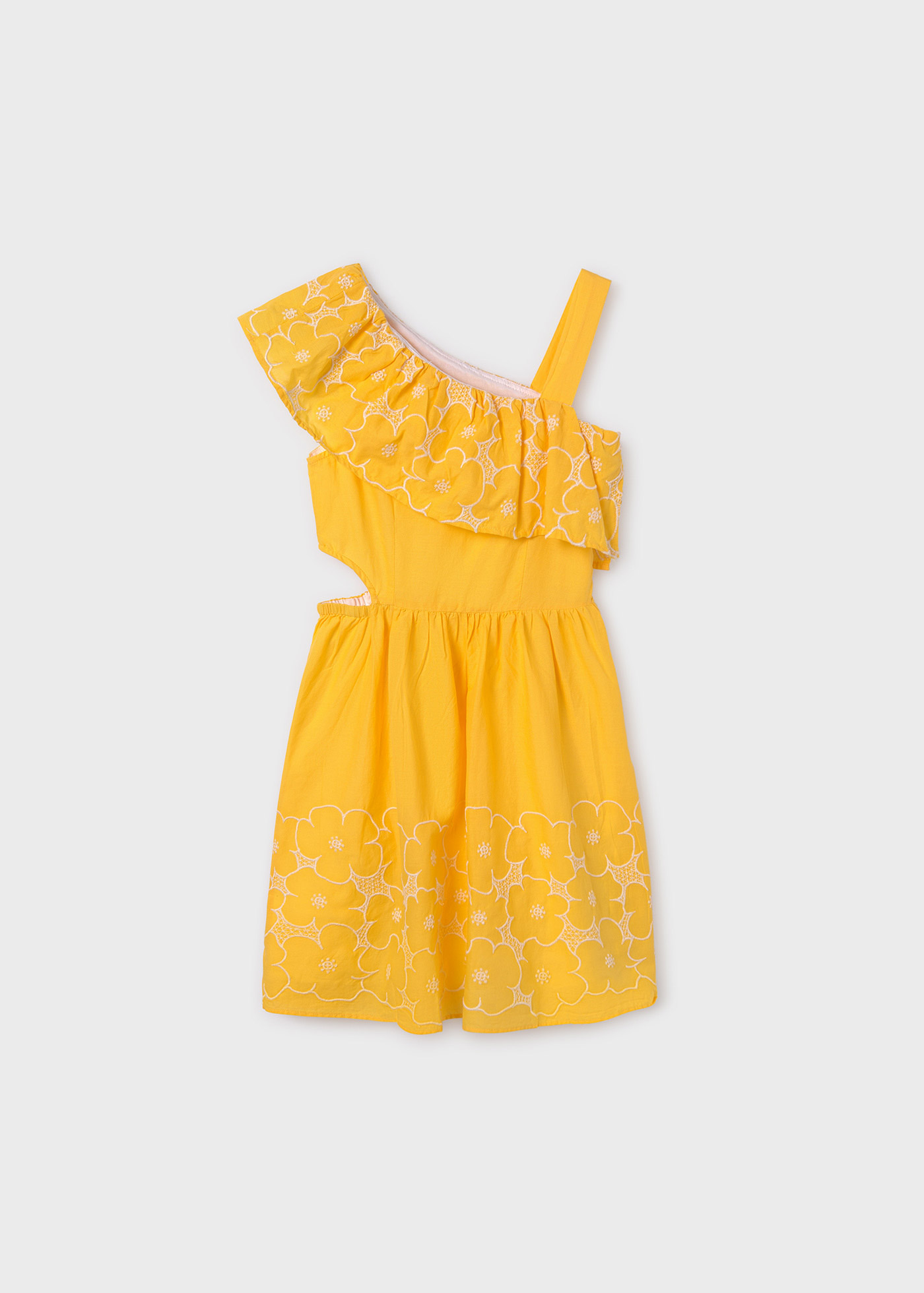 Vestido assimétrico bordado para meninas, Tile