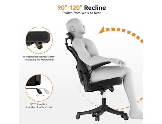 RATTANTREE - Fauteuil de bureau Chaise de bureau ergonomique noire